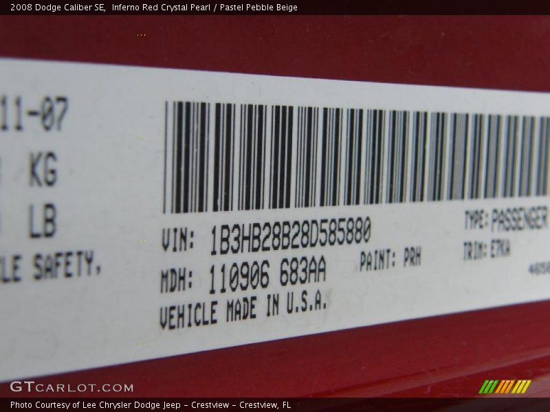 Inferno Red Crystal Pearl / Pastel Pebble Beige 2008 Dodge Caliber SE