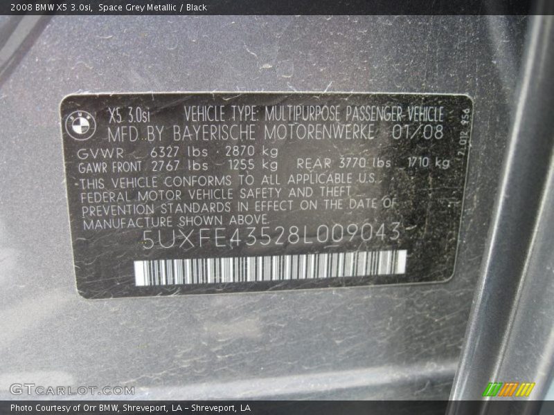 Space Grey Metallic / Black 2008 BMW X5 3.0si
