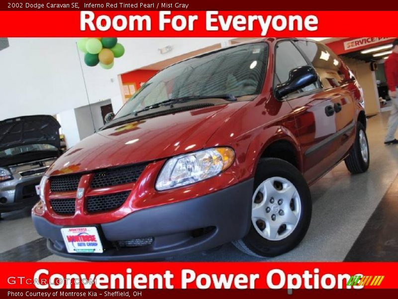 Inferno Red Tinted Pearl / Mist Gray 2002 Dodge Caravan SE