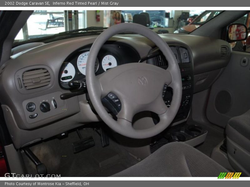 Inferno Red Tinted Pearl / Mist Gray 2002 Dodge Caravan SE