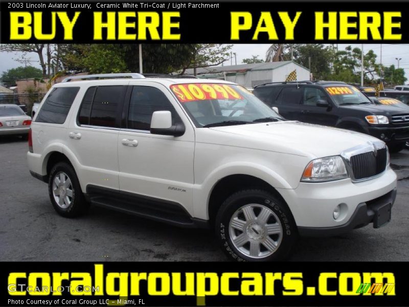 Ceramic White Tri-Coat / Light Parchment 2003 Lincoln Aviator Luxury