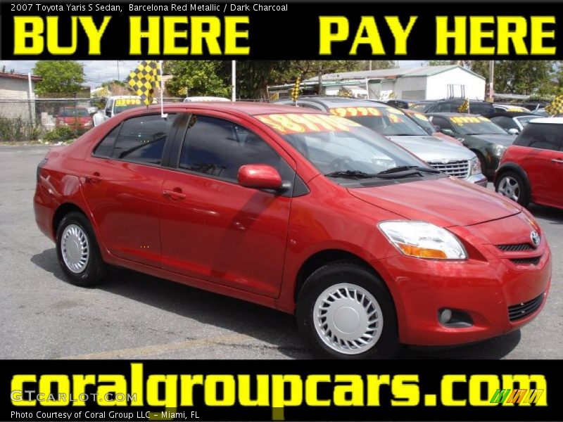 Barcelona Red Metallic / Dark Charcoal 2007 Toyota Yaris S Sedan