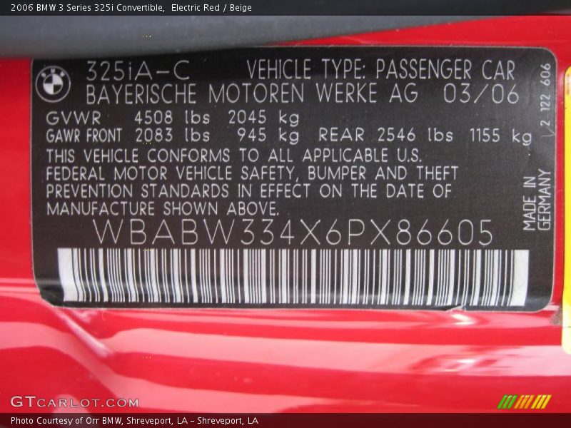 Electric Red / Beige 2006 BMW 3 Series 325i Convertible