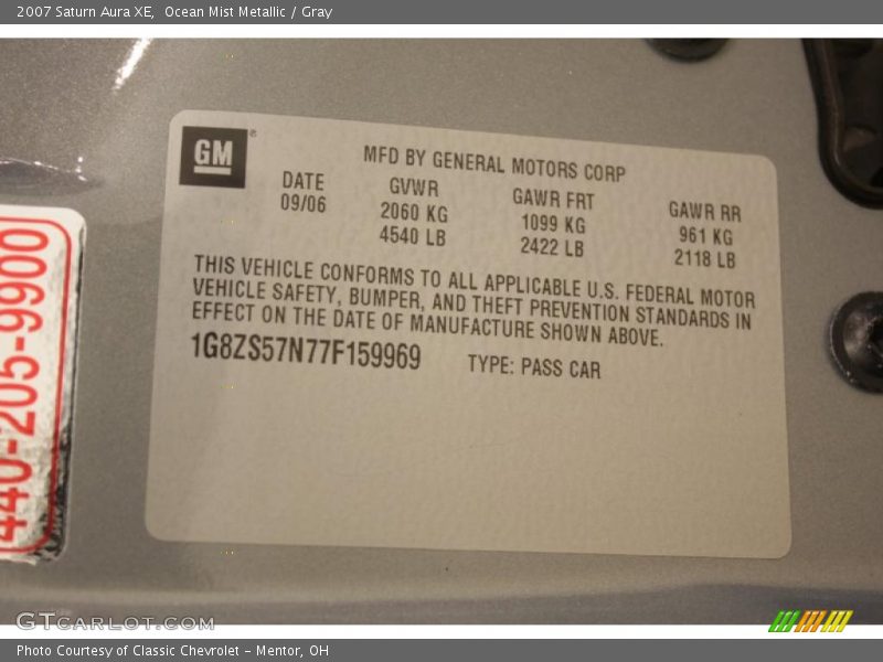 Ocean Mist Metallic / Gray 2007 Saturn Aura XE