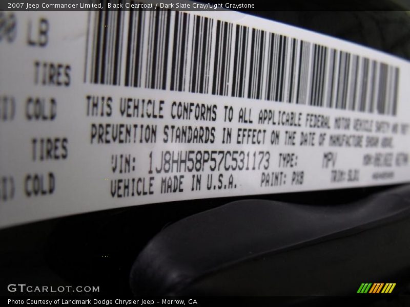 Black Clearcoat / Dark Slate Gray/Light Graystone 2007 Jeep Commander Limited