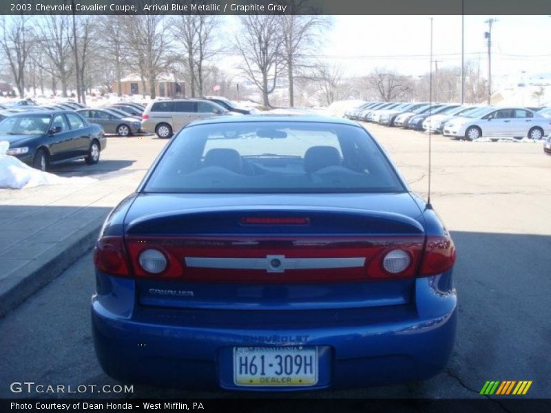 Arrival Blue Metallic / Graphite Gray 2003 Chevrolet Cavalier Coupe