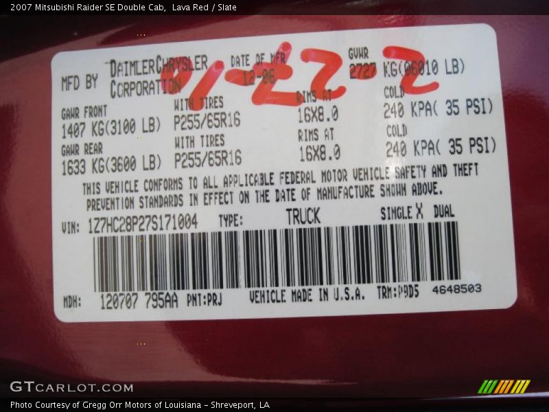 Lava Red / Slate 2007 Mitsubishi Raider SE Double Cab