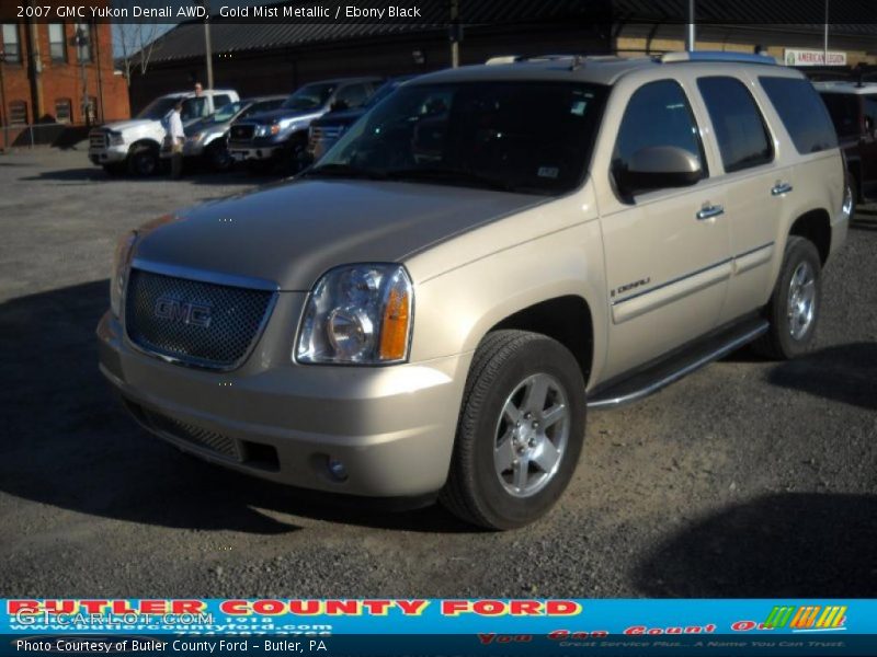 Gold Mist Metallic / Ebony Black 2007 GMC Yukon Denali AWD