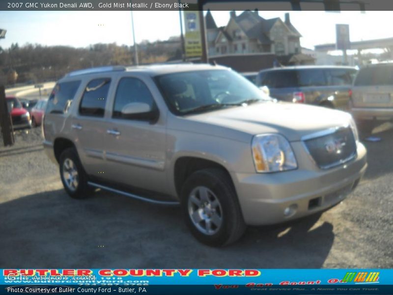 Gold Mist Metallic / Ebony Black 2007 GMC Yukon Denali AWD