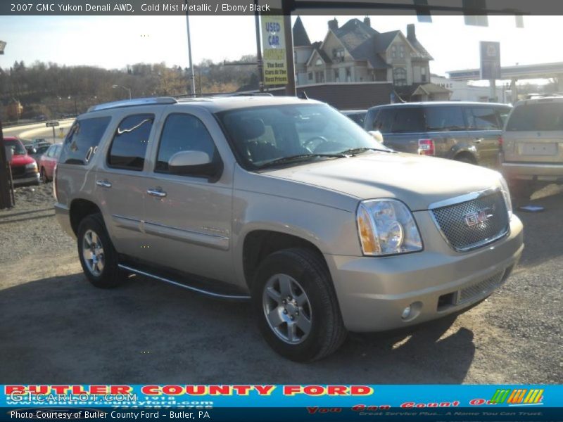 Gold Mist Metallic / Ebony Black 2007 GMC Yukon Denali AWD