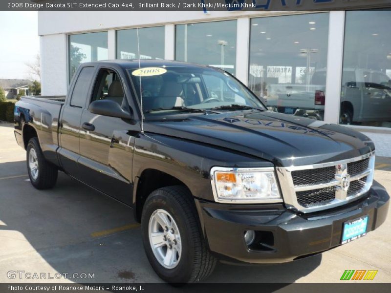 Brilliant Black / Dark Khaki/Medium Khaki 2008 Dodge Dakota SLT Extended Cab 4x4
