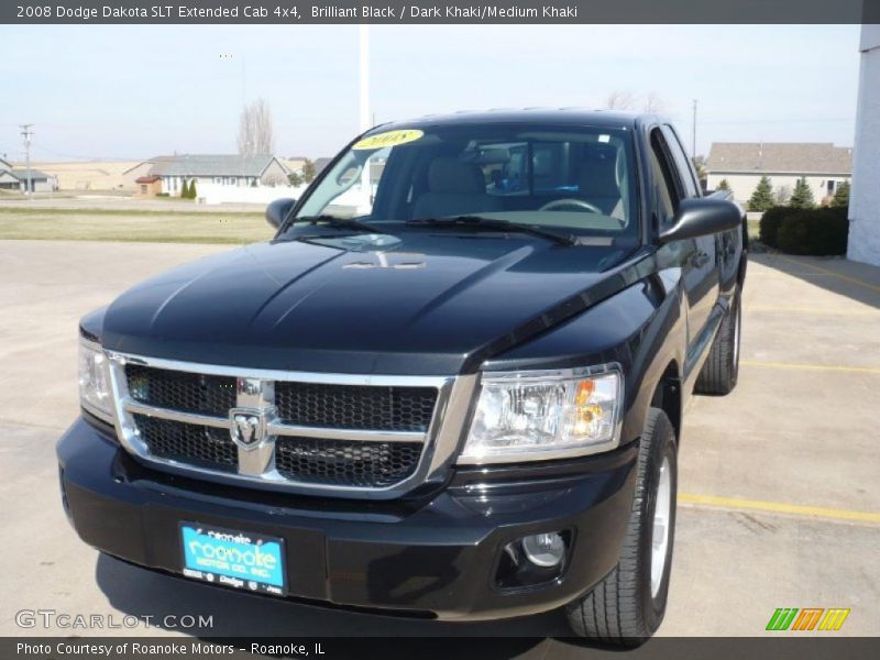 Brilliant Black / Dark Khaki/Medium Khaki 2008 Dodge Dakota SLT Extended Cab 4x4