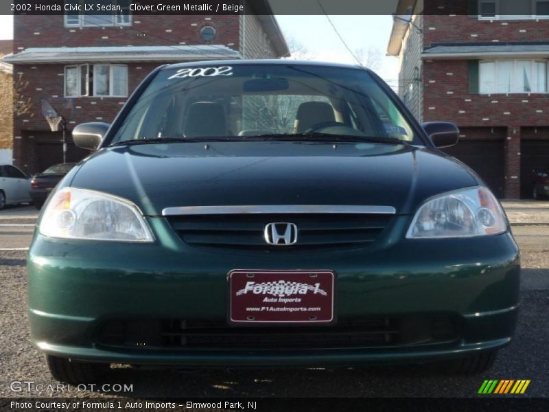 Clover Green Metallic / Beige 2002 Honda Civic LX Sedan