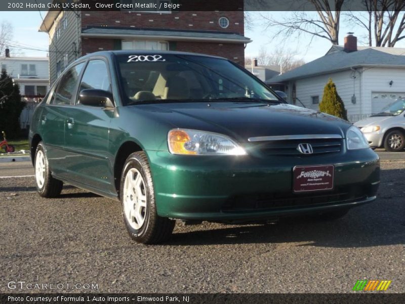 Clover Green Metallic / Beige 2002 Honda Civic LX Sedan