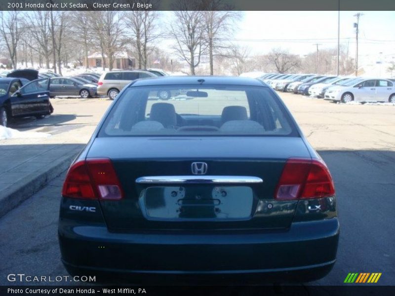 Clover Green / Beige 2001 Honda Civic LX Sedan