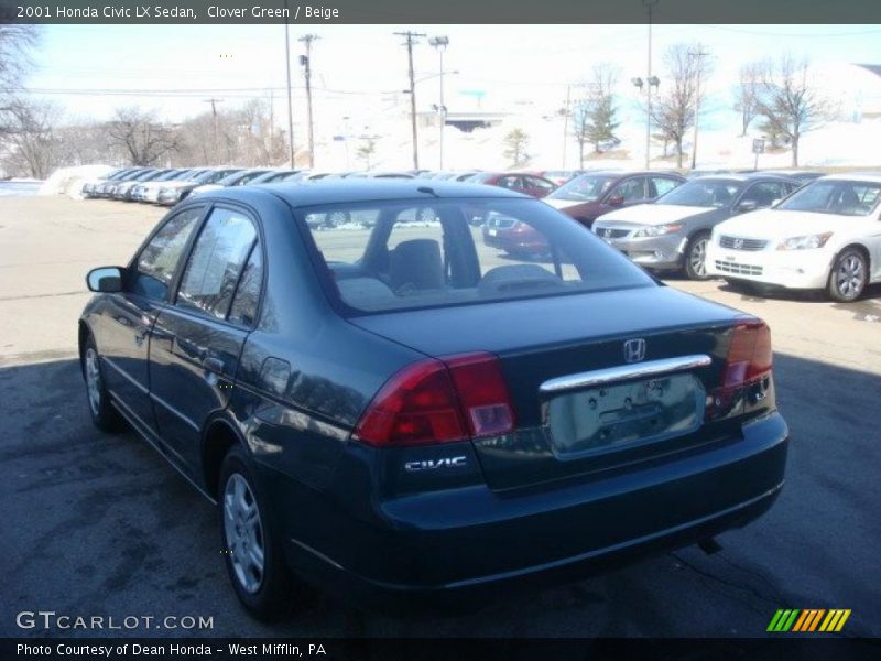 Clover Green / Beige 2001 Honda Civic LX Sedan