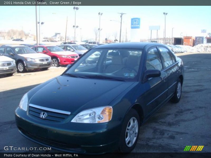 Clover Green / Beige 2001 Honda Civic LX Sedan