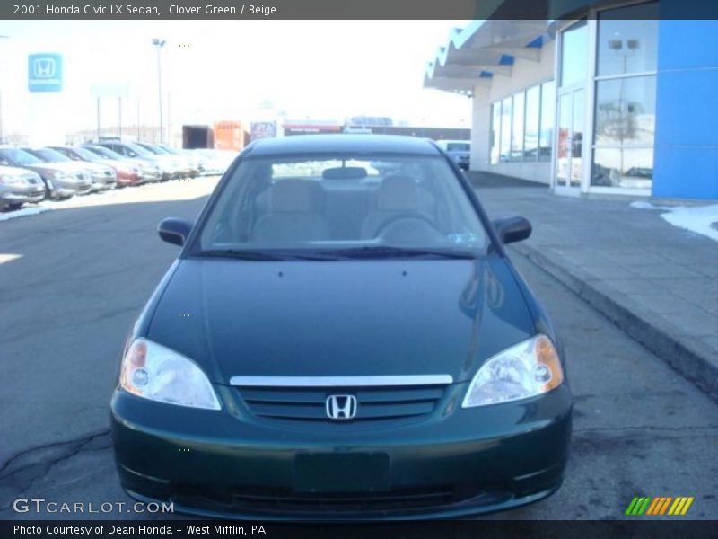 Clover Green / Beige 2001 Honda Civic LX Sedan