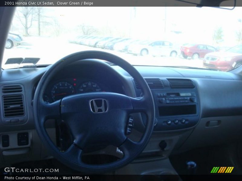 Clover Green / Beige 2001 Honda Civic LX Sedan