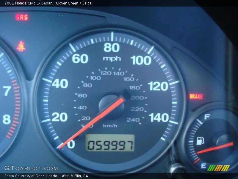Clover Green / Beige 2001 Honda Civic LX Sedan