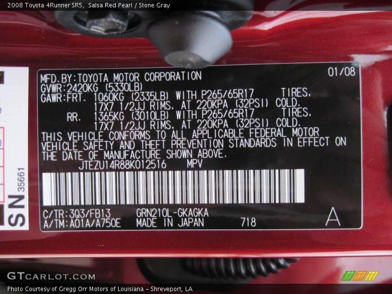 Salsa Red Pearl / Stone Gray 2008 Toyota 4Runner SR5