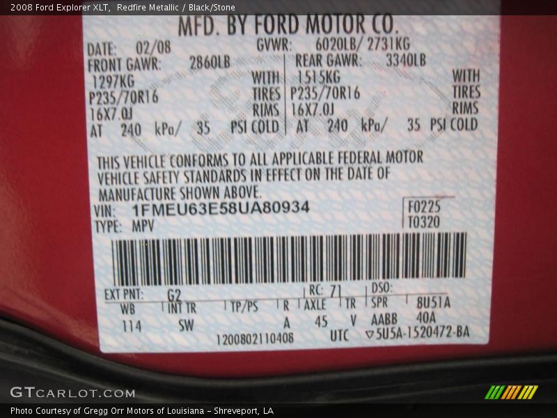 Redfire Metallic / Black/Stone 2008 Ford Explorer XLT