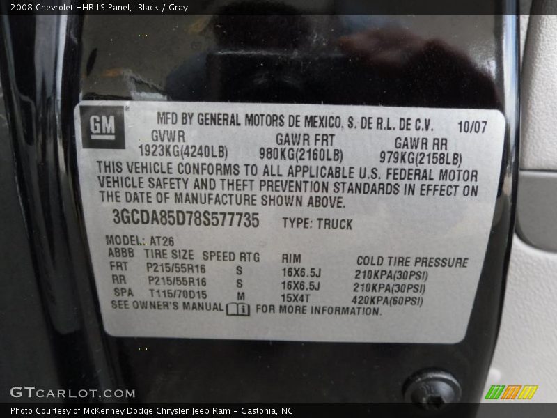 Black / Gray 2008 Chevrolet HHR LS Panel