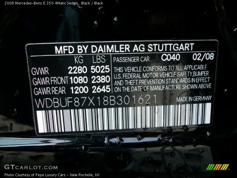 Black / Black 2008 Mercedes-Benz E 350 4Matic Sedan