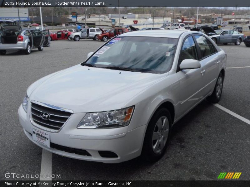 Powder White Pearl / Camel 2009 Hyundai Sonata GLS