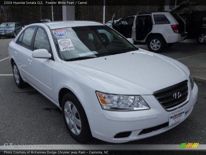 Powder White Pearl / Camel 2009 Hyundai Sonata GLS