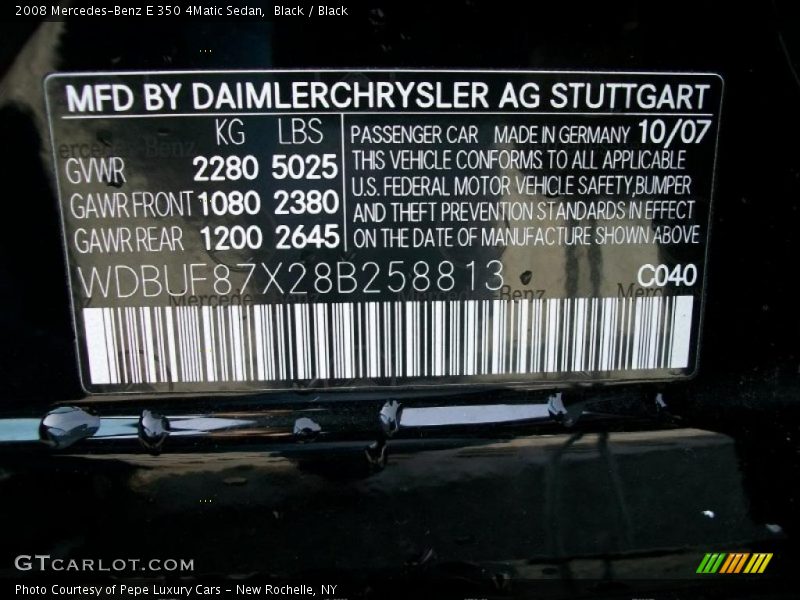 Black / Black 2008 Mercedes-Benz E 350 4Matic Sedan