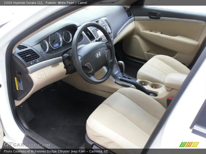 Powder White Pearl / Camel 2009 Hyundai Sonata GLS