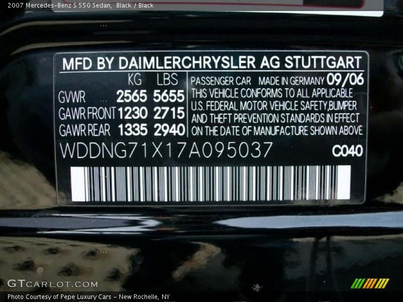 Black / Black 2007 Mercedes-Benz S 550 Sedan