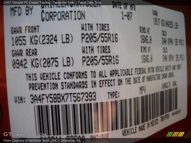 Tangerine Pearl / Pastel Slate Gray 2007 Chrysler PT Cruiser Touring