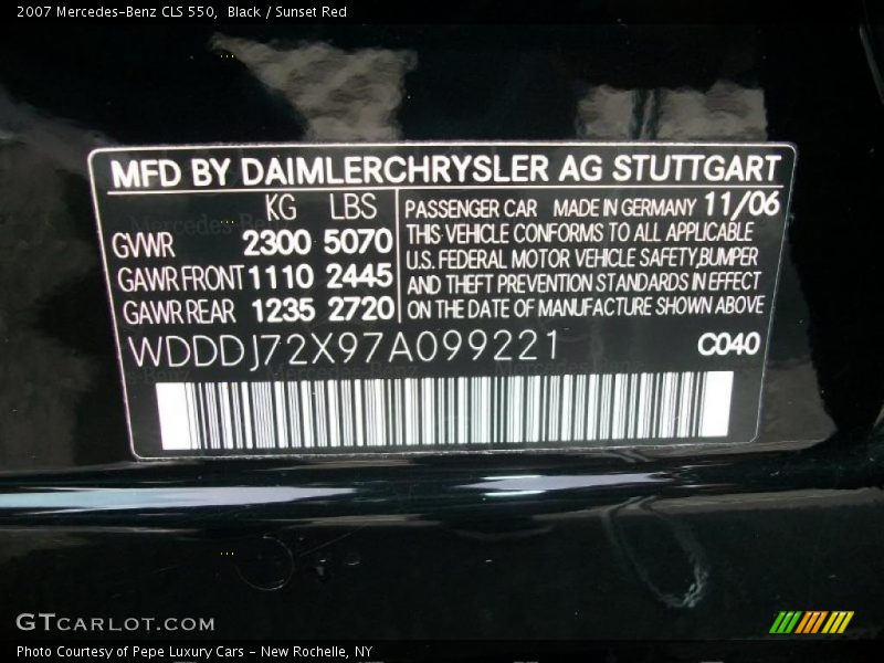 Black / Sunset Red 2007 Mercedes-Benz CLS 550