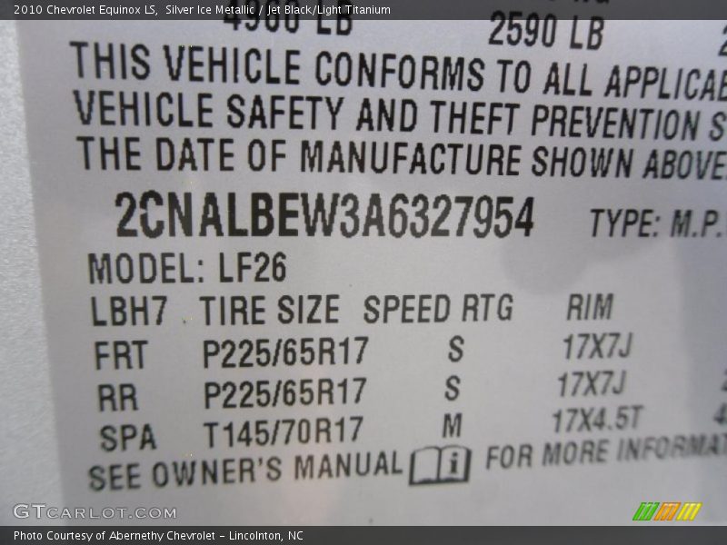 Silver Ice Metallic / Jet Black/Light Titanium 2010 Chevrolet Equinox LS