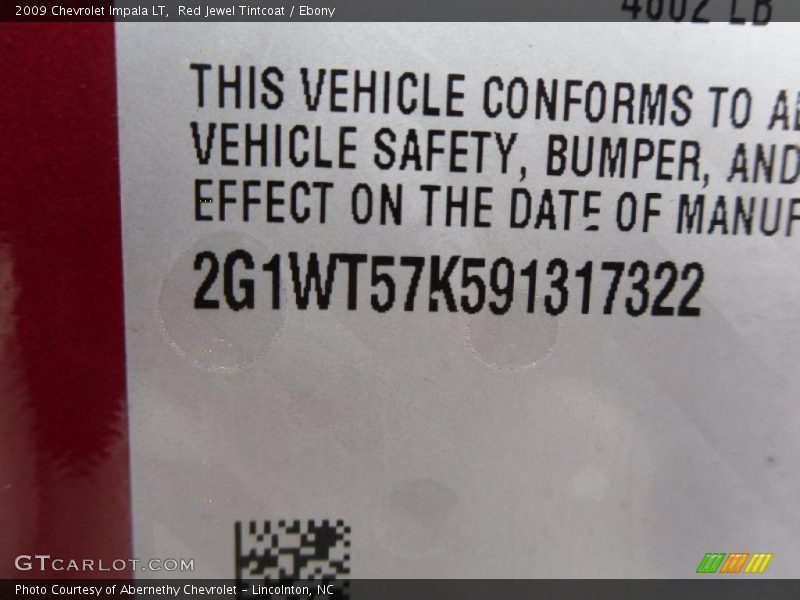 Red Jewel Tintcoat / Ebony 2009 Chevrolet Impala LT