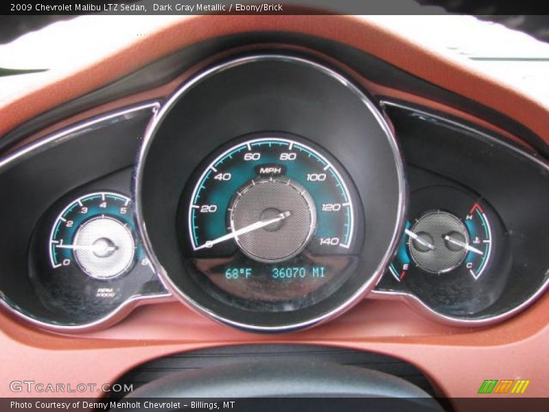 Dark Gray Metallic / Ebony/Brick 2009 Chevrolet Malibu LTZ Sedan
