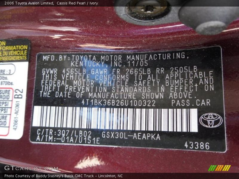 Cassis Red Pearl / Ivory 2006 Toyota Avalon Limited