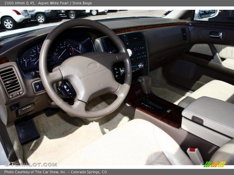 Aspen White Pearl / Stone Beige 2000 Infiniti Q 45
