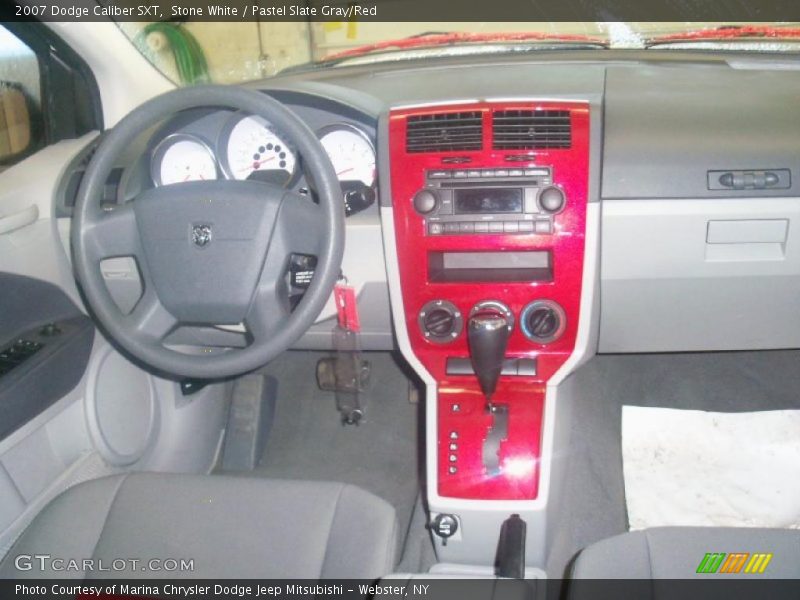 Stone White / Pastel Slate Gray/Red 2007 Dodge Caliber SXT