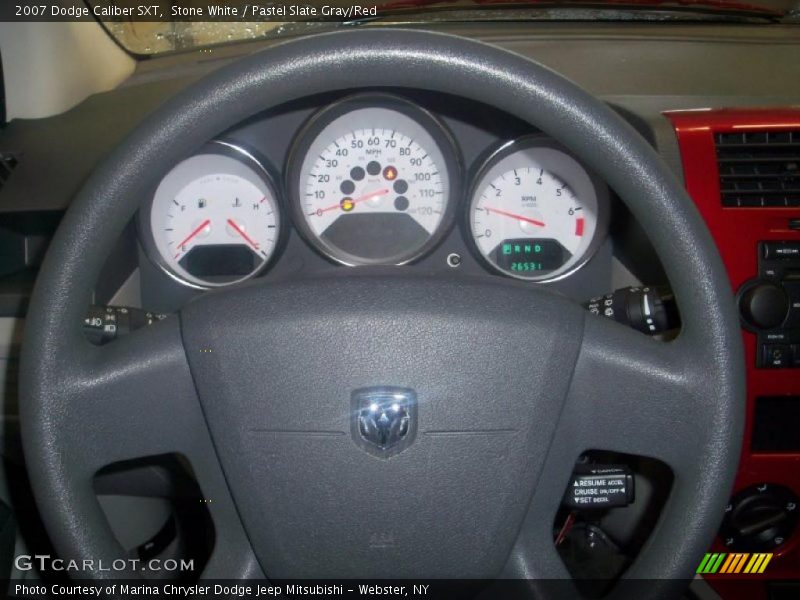 Stone White / Pastel Slate Gray/Red 2007 Dodge Caliber SXT