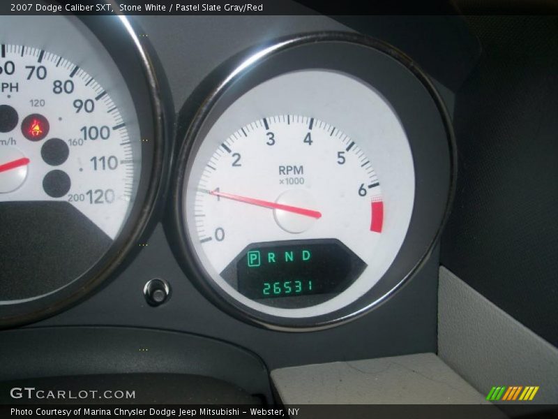 Stone White / Pastel Slate Gray/Red 2007 Dodge Caliber SXT