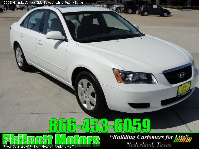 Powder White Pearl / Beige 2008 Hyundai Sonata GLS