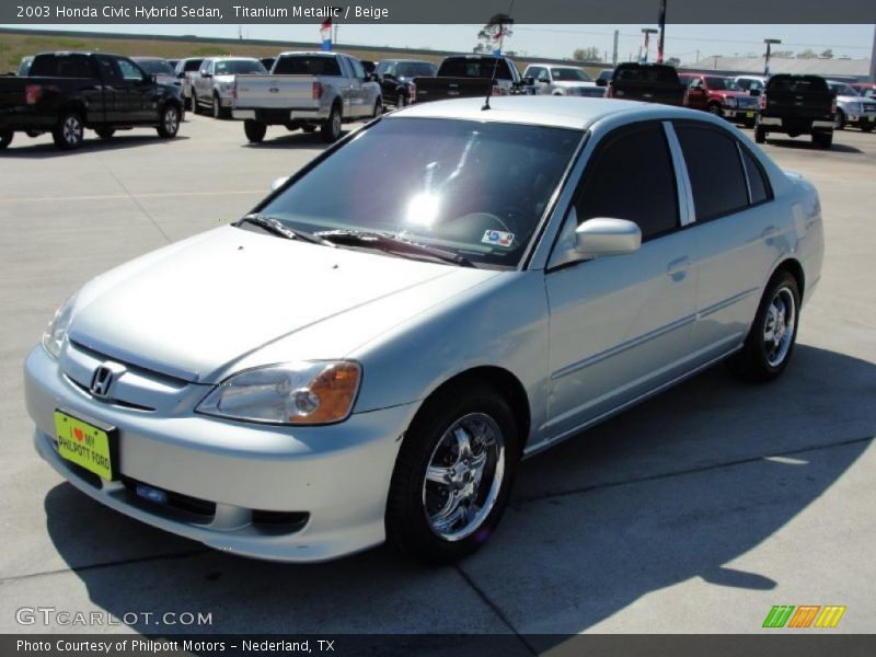 Titanium Metallic / Beige 2003 Honda Civic Hybrid Sedan