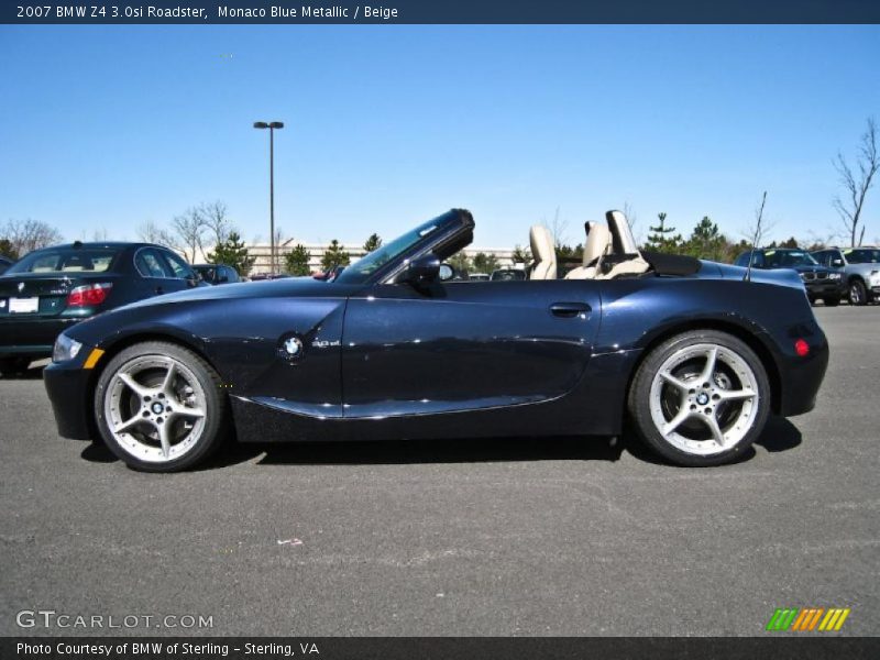 Monaco Blue Metallic / Beige 2007 BMW Z4 3.0si Roadster