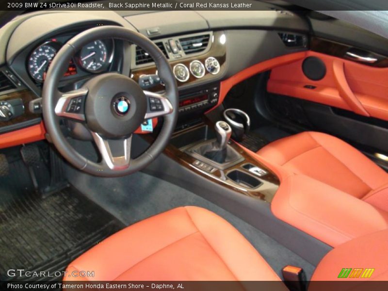 Black Sapphire Metallic / Coral Red Kansas Leather 2009 BMW Z4 sDrive30i Roadster