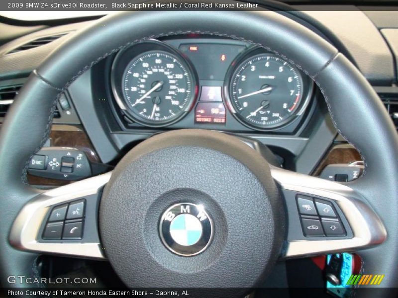 Black Sapphire Metallic / Coral Red Kansas Leather 2009 BMW Z4 sDrive30i Roadster