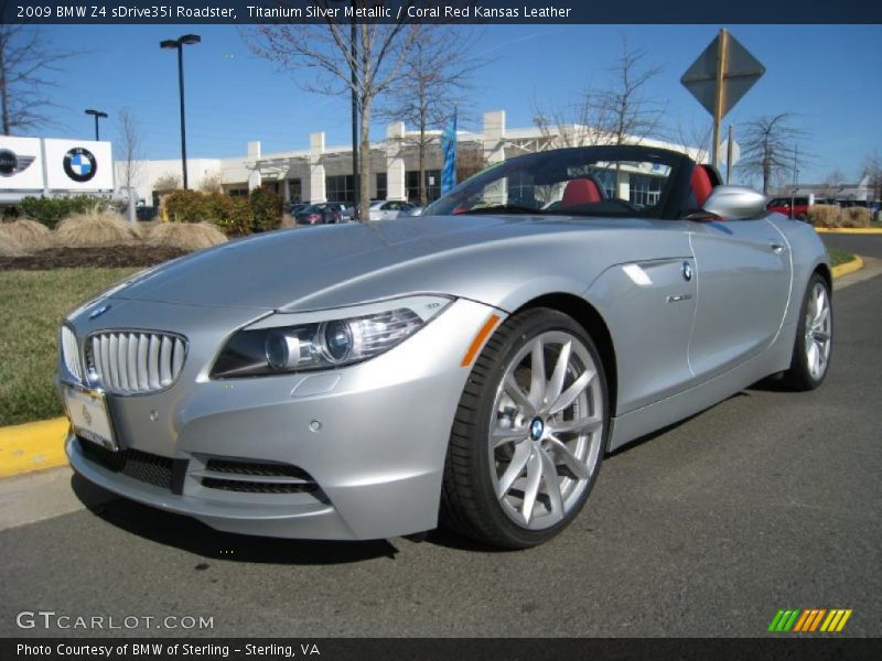 Titanium Silver Metallic / Coral Red Kansas Leather 2009 BMW Z4 sDrive35i Roadster