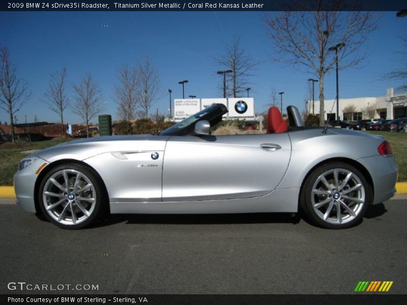 Titanium Silver Metallic / Coral Red Kansas Leather 2009 BMW Z4 sDrive35i Roadster